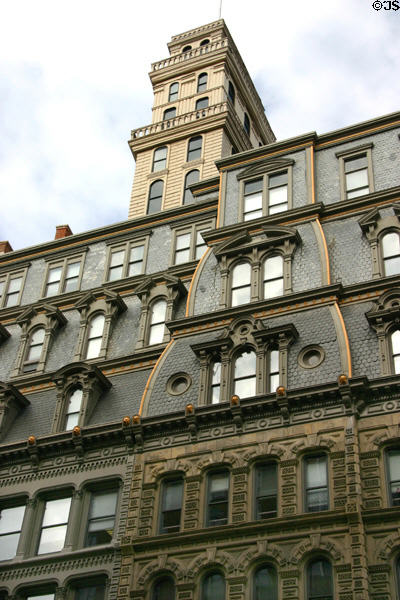 Mansard roof facade detail of Powers Building. Rochester, NY.
