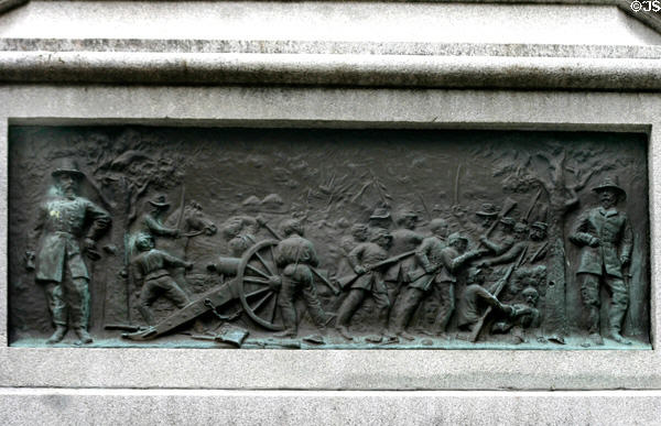 Bronze panel of battle at Soldiers' & Sailors' Civil War Monument. Rochester, NY.