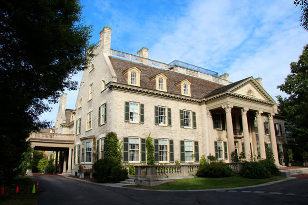 Eastman House (1905) (900 East Ave, Rochester, NY). Rochester, NY. Style: Georgian Revival. Architect: J. Foster Warner. On National Register.