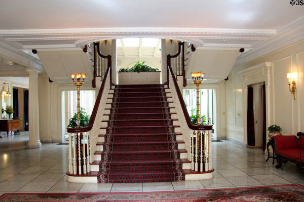 Formal entrance hall & ornate staircase at Eastman House. Rochester, NY.
