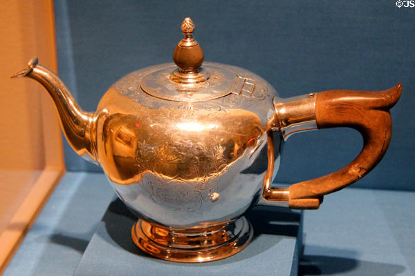 American silver teapot (c1740) by John Hurd at Memorial Art Gallery. Rochester, NY.