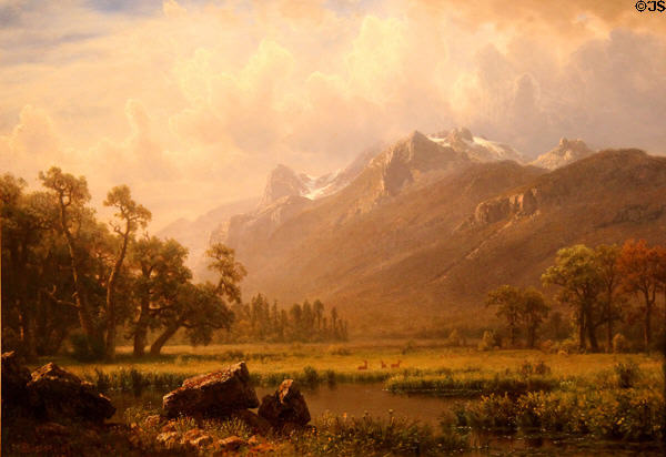 Sierras near Lake Tahoe, California painting (1865) by Albert Bierstadt at Memorial Art Gallery. Rochester, NY.