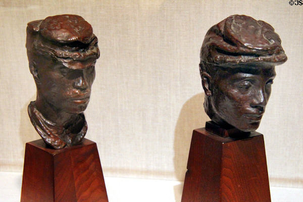 Bronze studies for Soldiers' Heads (c1867) by Augustus Saint-Gaudens at Memorial Art Gallery. Rochester, NY.