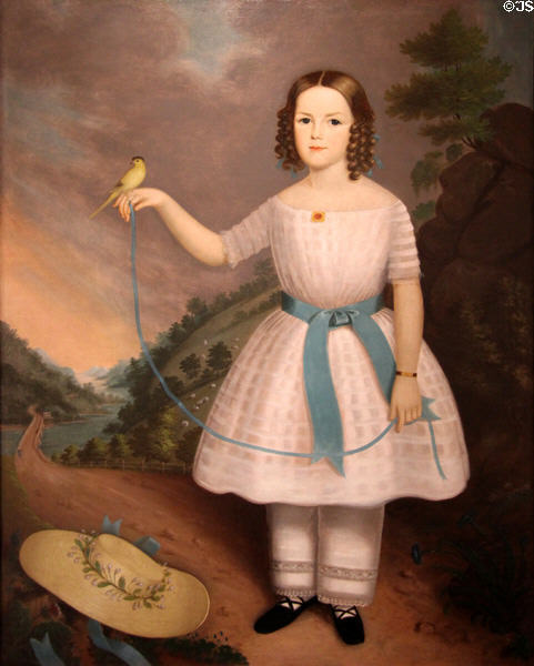 Portrait of Sophia Josephine Dixon (c1840-60) attrib. Jefferson Gauntt at Memorial Art Gallery. Rochester, NY.