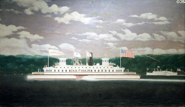 Steamship James Fisk, Jr. painting (1870) by James Bard at Memorial Art Gallery. Rochester, NY.