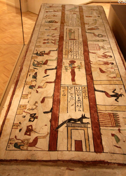 Egyptian outer coffin of Pa-Debehu-Aset (Ptolemaic Period 332-30 BCE) at Memorial Art Gallery. Rochester, NY.
