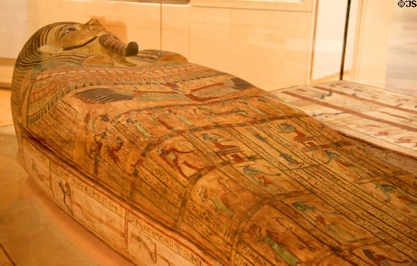 Egyptian inner coffin of Pa-Debehu-Aset (Ptolemaic Period 332-30 BCE) at Memorial Art Gallery. Rochester, NY.