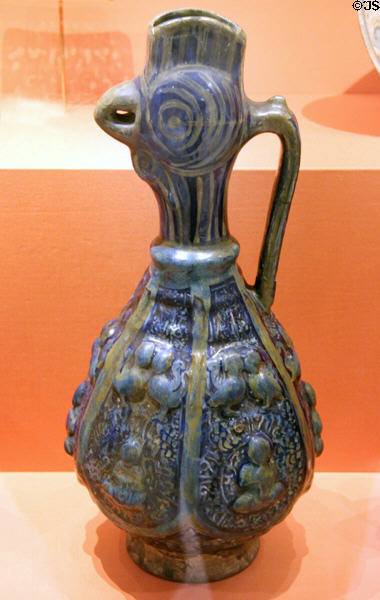 Persian ceramic bird-headed ewer (1100-99 CE) at Memorial Art Gallery. Rochester, NY.