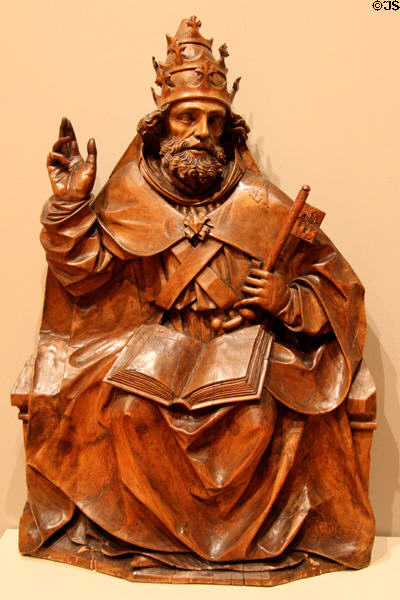 German wood carving (1500-10) of St. Peter by Master of Tiffen Altarpiece at Memorial Art Gallery. Rochester, NY.