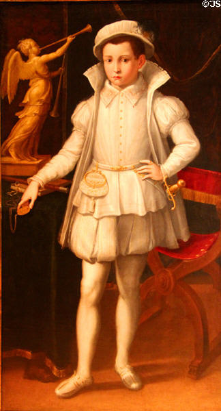 Portrait of a boy of Bracciforte Family of Piacenza (c1560) by Girolamo Mazzola Bedoli of Parma at Memorial Art Gallery. Rochester, NY.