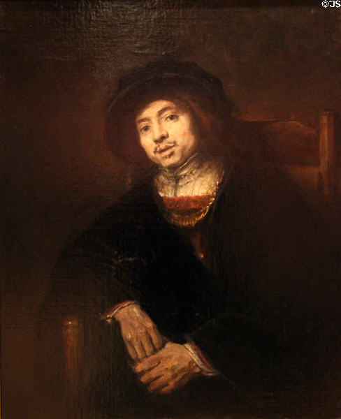 Portrait of a young man in armchair (c1660) by Rembrandt van Rijn at Memorial Art Gallery. Rochester, NY.