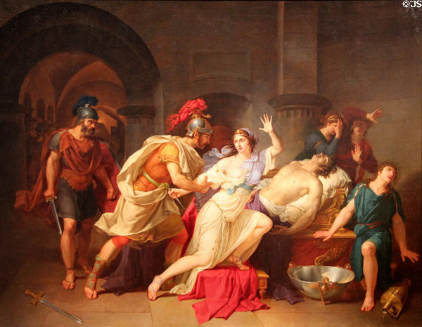 Cleopatra Captured by Roman Soldiers after Death of Mark Anthony painting (1789) by Bernard Duvivier at Memorial Art Gallery. Rochester, NY.