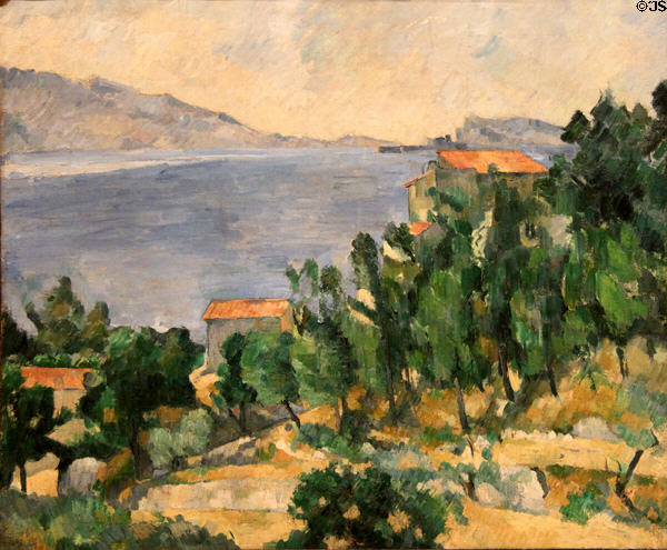 View of Mr. Marseilleveyre & Isle of Marie painting (c1878-82) by Paul Cézanne at Memorial Art Gallery. Rochester, NY.