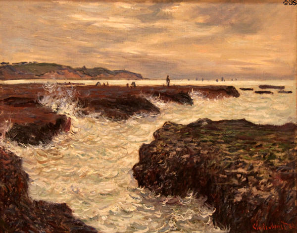 Rocks at Pourville, Low Tide (1882) by Claude Monet at Memorial Art Gallery. Rochester, NY.