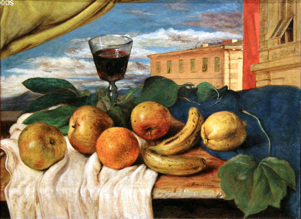Florentine Still Life painting (c1923) by Giorgio de Chirico at Memorial Art Gallery. Rochester, NY.
