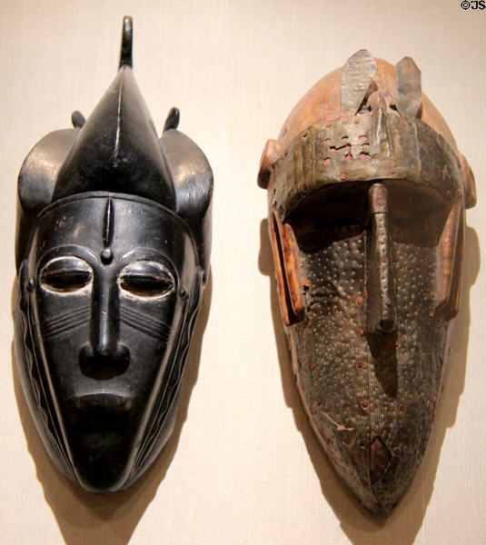 African face masks (20thC) from Dyimini culture of Côte d'Ivoire & Marka culture of Mali at Memorial Art Gallery. Rochester, NY.