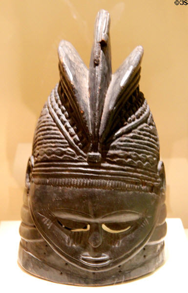 Mende culture helmet mask (Sowei) (20thC) from Sierra Leone at Memorial Art Gallery. Rochester, NY.