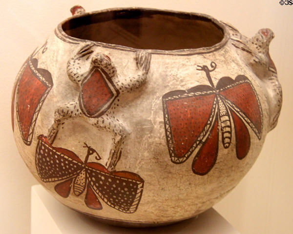 Zuni ceramic polychrome jar with frogs & butterflies (late 19thC) from Zuni Pueblo, NM at Memorial Art Gallery. Rochester, NY.