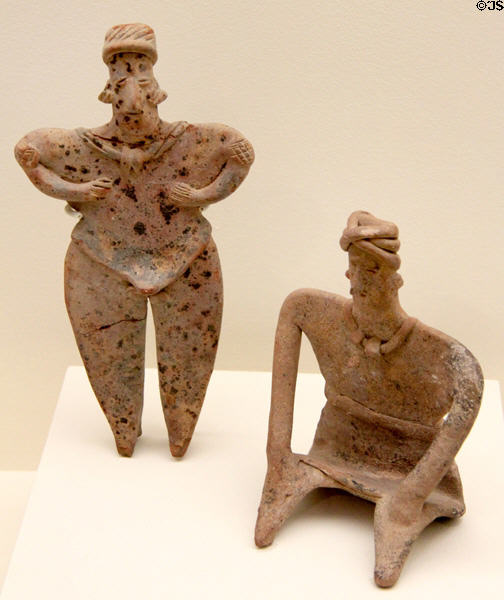 Mexican Colima-culture clay male & female figures (200 BCE-500) at Memorial Art Gallery. Rochester, NY.