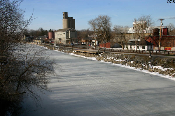 Erie Canal scene in winter at Schoen Place, Pittsford. Rochester, NY.