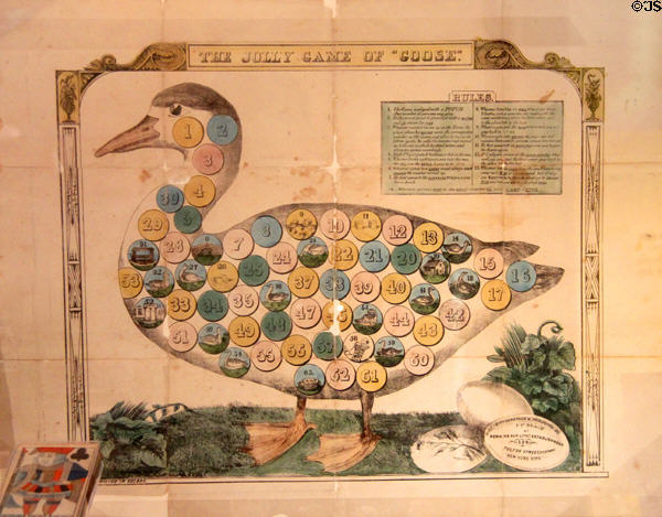 Only known American copy of Jolly Game of Goose (1851) by J.P. Beach at The Strong National Museum of Play. Rochester, NY.