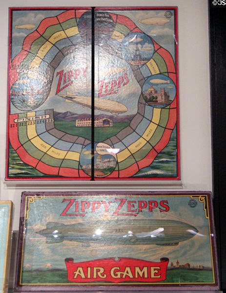 Zippy Zepps Air Game (c1920's) by Alderman, Fairchild, Rochester, NY based on public interest in the Zeppelin flights of that era at The Strong National Museum of Play. Rochester, NY.
