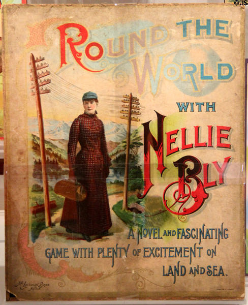 Round The World with Nellie Bly jigsaw (1890) which completed makes a board game themed on the journalist's circumnavigation of the globe at The Strong National Museum of Play. Rochester, NY.