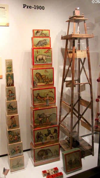 Stacking blocks with zoo & other scenes (pre 1900s) at The Strong National Museum of Play. Rochester, NY.