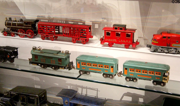Toy models of railroad engine & cars at The Strong National Museum of Play. Rochester, NY.