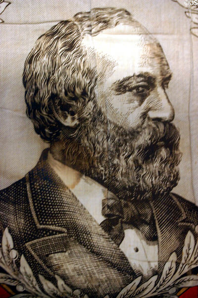 Detail of James A. Garfield for President quilt (c1881) at The Strong National Museum of Play. Rochester, NY.
