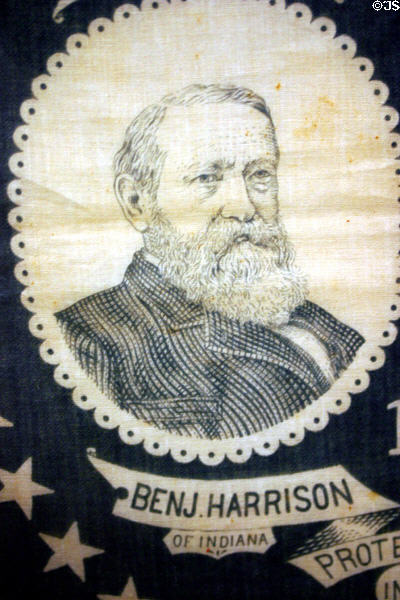 Benj. Harrison detail on Presidential election promotion handkerchief (1888) at The Strong National Museum of Play. Rochester, NY.