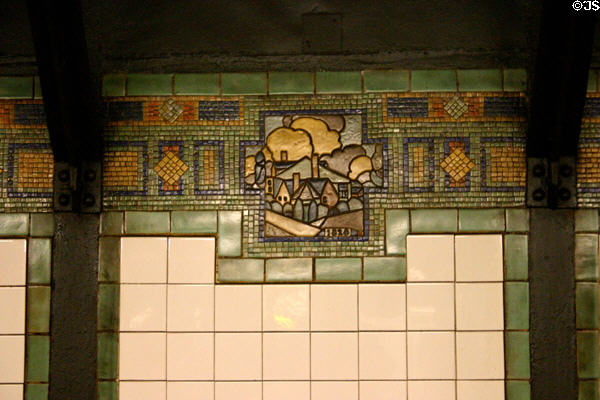 Union Square subway station tiles showing New York of 1828. New York, NY.