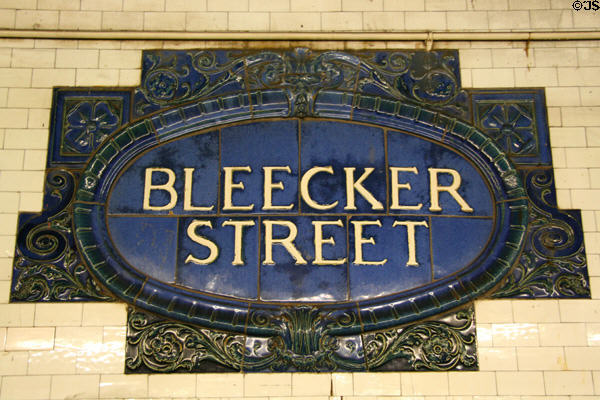 Bleeker St. subway station tiles by Grueby Faience Company. New York, NY.