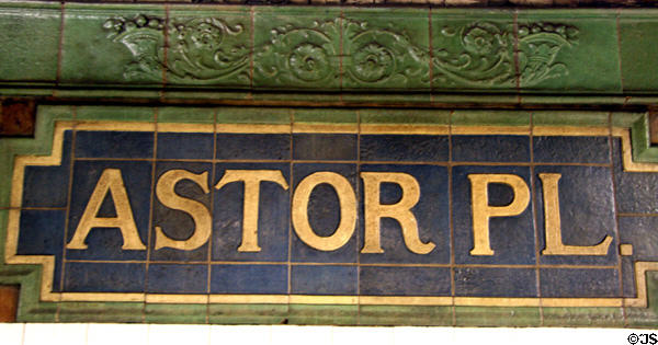 Astor Place tiles subway station by Grueby Faience Company. New York, NY.