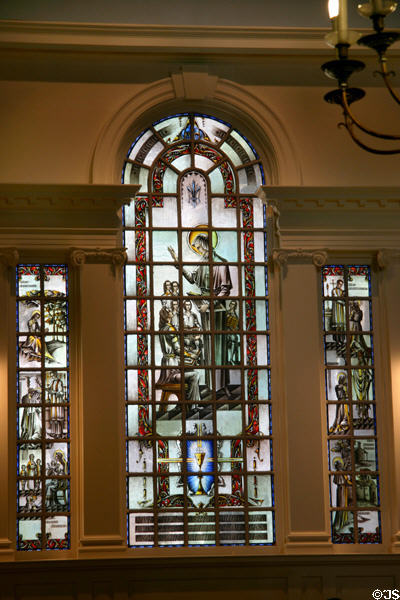 Stained glass windows in church of Shrine of the Blessed Elizabeth Ann Bayley Seton. New York, NY.