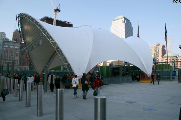 Path Station entrance via arched tent at World Trade Center reconstruction site. New York, NY.