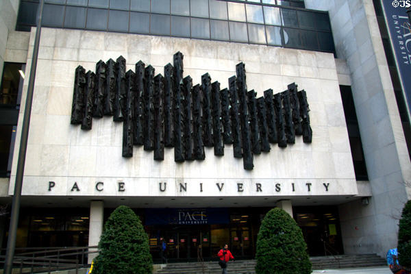 Pace University (1970) (off of Park Row on Frankfort St.). New York, NY. Architect: Eggers & Higgins.