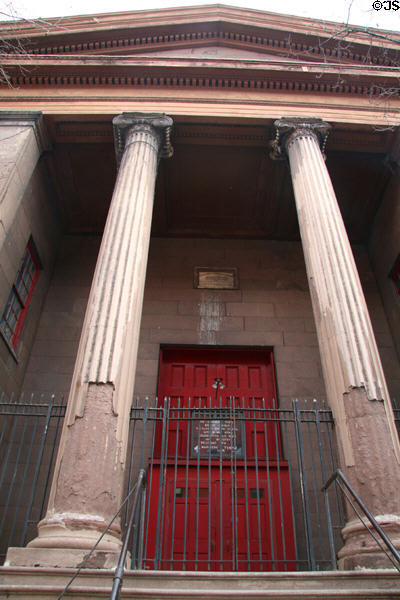 Mariner's Temple (former Oliver Street Baptist Church) (c1845) (12 Oliver St.). New York, NY. Style: Greek Revival. Architect: Isaac Lucas (attrib.). On National Register.