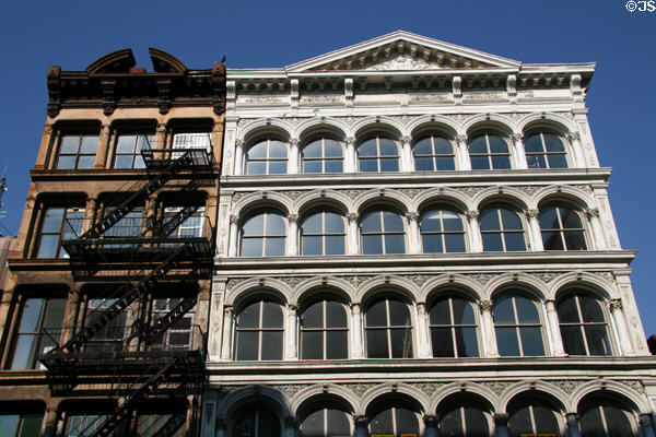 Le Boutillier Brothers Store (1869) (425 Broadway) by Griffith Thomas to left of A.J. Dittenhoffer Warehouse (427-9 Broadway). New York, NY.