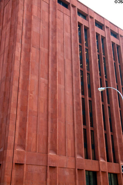 NYU's Bobst Library in red sandstone. New York, NY.