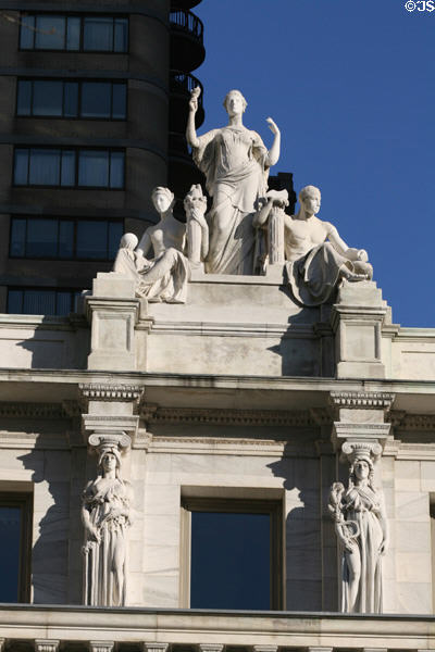 Allegorical figures atop Appellate Division Courthouse of New York State. New York, NY.