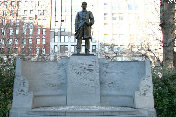 Admiral David Glasgow Farragut Monument (1881) by Augustus Saint-Gaudens & pedestal by Stanford White in Madison Square Park. New York, NY.