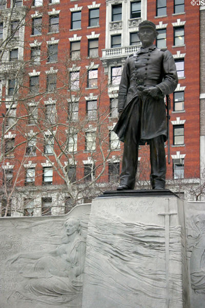 Admiral David Glasgow Farragut Monument (1881) by Augustus Saint-Gaudens & pedestal by Stanford White in Madison Square Park. New York, NY.