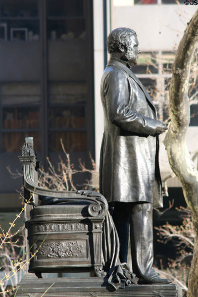 Profile view of Chester A. Arthur statue (1898) by George Edwin Bissell in Madison Square Park. New York, NY.