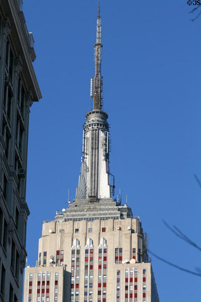 Antenna [aka dirigible mooring mast] of Empire State Building. New York, NY.