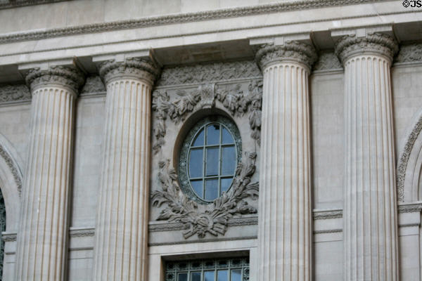 Beaux Arts facade detail of Grand Central Station. New York, NY.