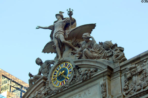 Glory of Commerce [aka Hermes or Mercury] sculpture group atop Grand Central Terminal. New York, NY.