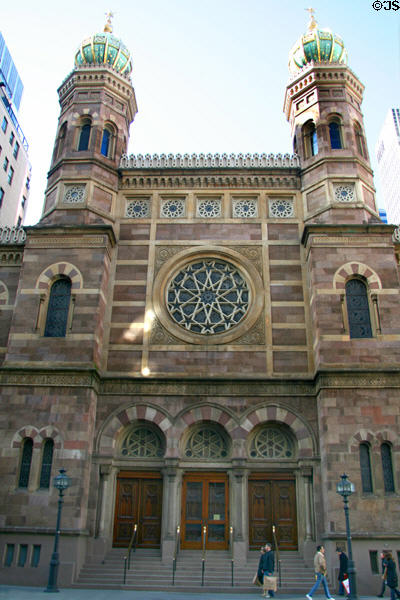 Central Synagogue (1872) (652 Lexington Ave.). New York, NY. Style: Moorish Revival. Architect: Henry Fernbach. On National Register.