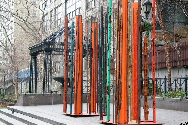 Sculpture groups in Dag Hammarskjold Plaza. New York, NY.
