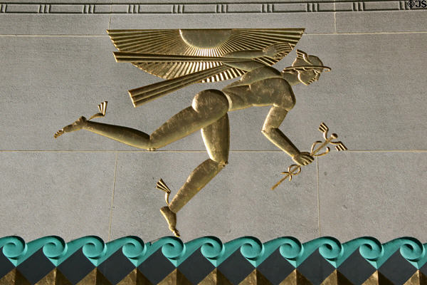 Mercury relief (1933) by Lee Lawrie at Rockefeller Plaza. New York, NY.